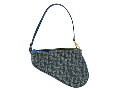 Christian Dior Vintage Saddle Diorissimo Canvas Small