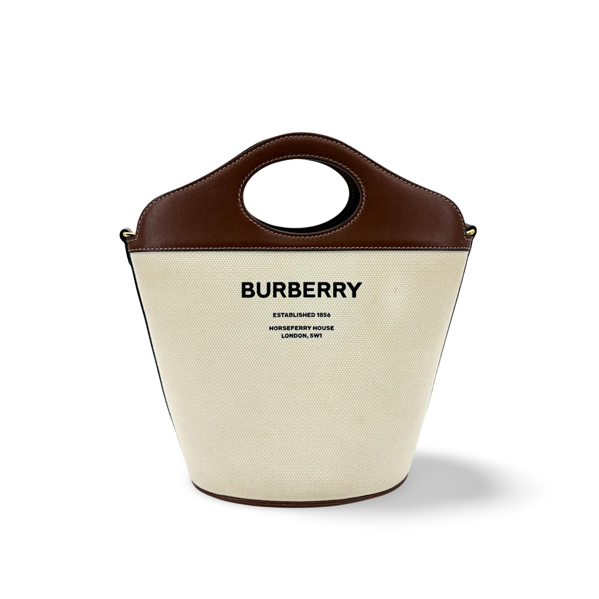 Burberry Pocket Bucket Canvas with Leather Small