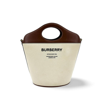 Burberry Pocket Bucket Canvas with Leather Small