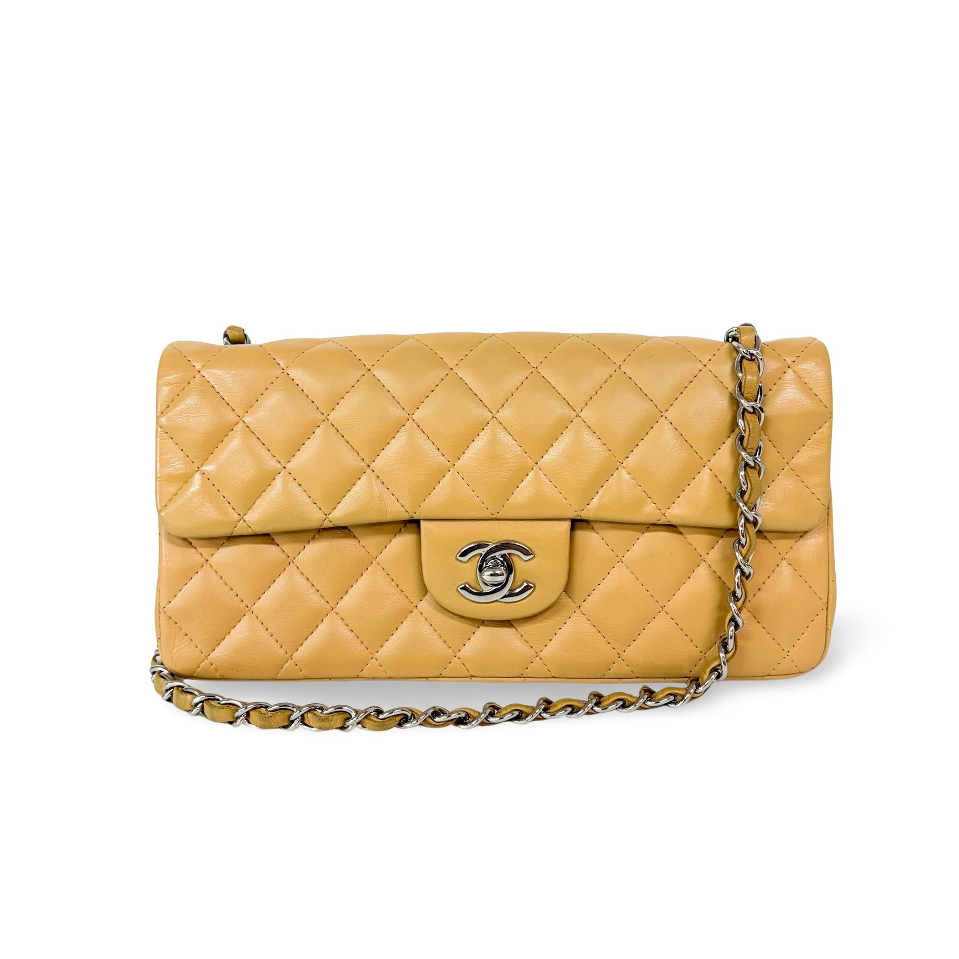 Chanel East West Classic Flap Clutch Quilted Caviar medium