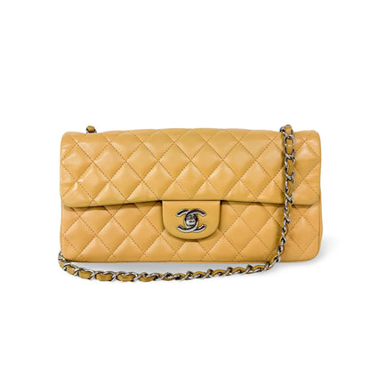 Chanel East West Classic Flap Clutch Quilted Caviar medium