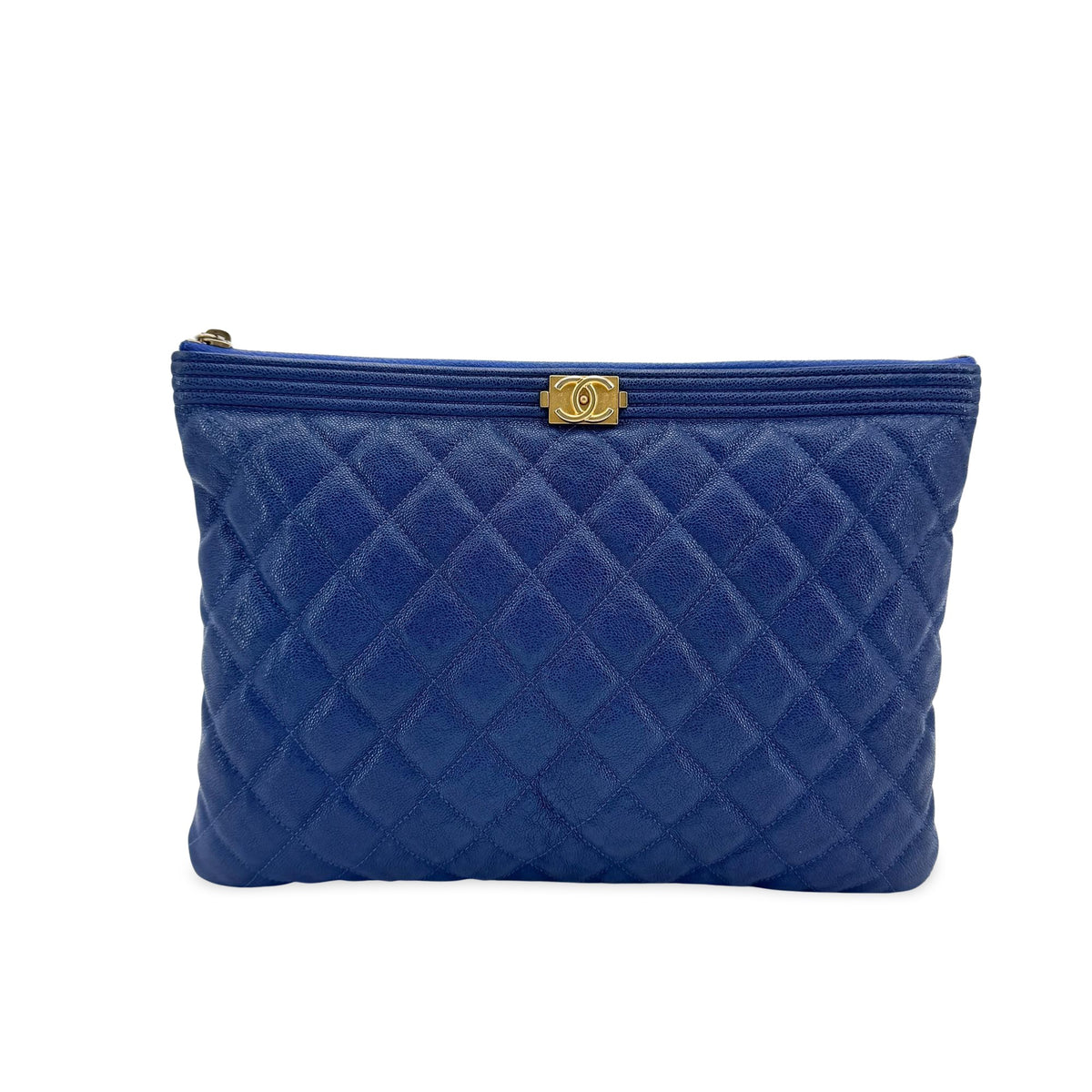 Chanel Boy O Case Clutch Quilted Caviar Medium