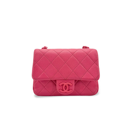 Chanel Classic Square Flap Clutch with Chain Quilted Caviar Mini