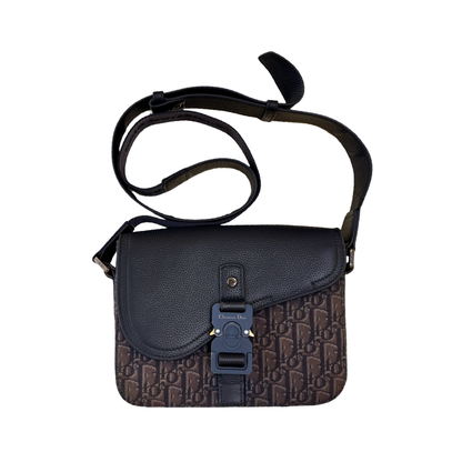 Christian Dior Saddle Flap Messenger Oblique Canvas and Leather Mini