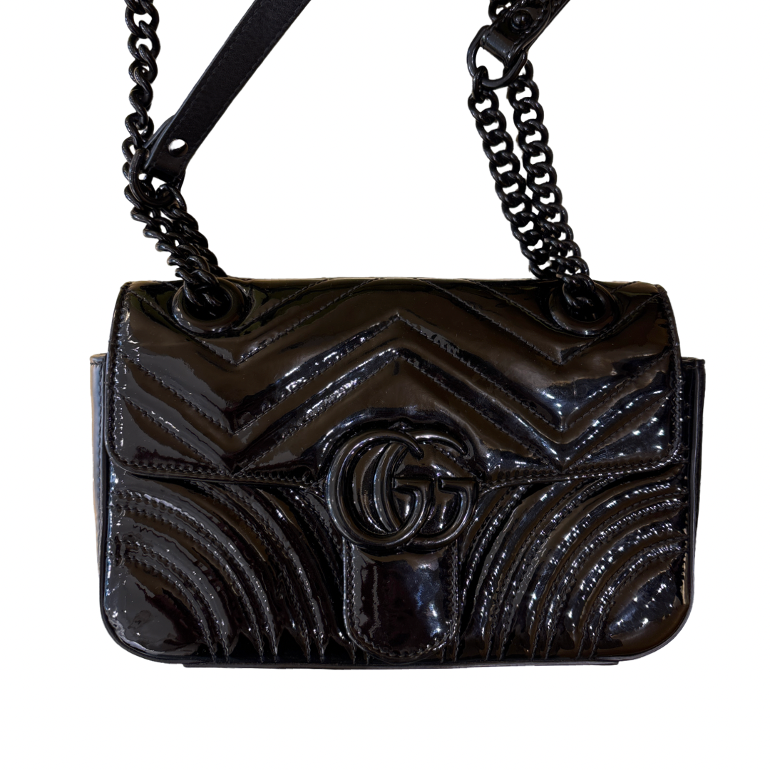 Gucci GG Marmont Flap Matelasse Patent Mini