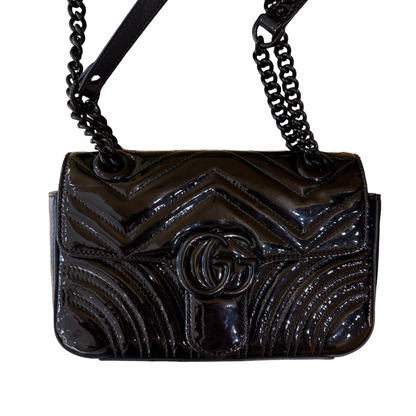 Gucci GG Marmont Flap Matelasse Patent Mini