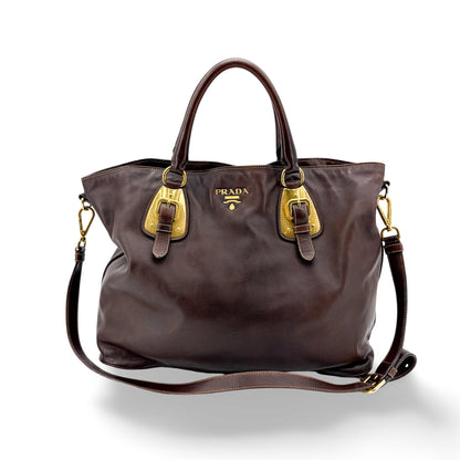 Prada Buckle Tote Vitello Daino Medium
