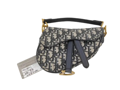 Christian Dior Saddle Handbag with Strap Leather Micro