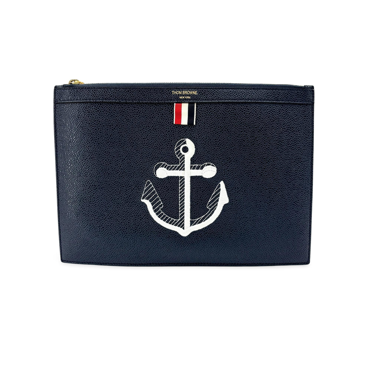 Thom Browne Zip Document Holder Leather with Applique Product Image