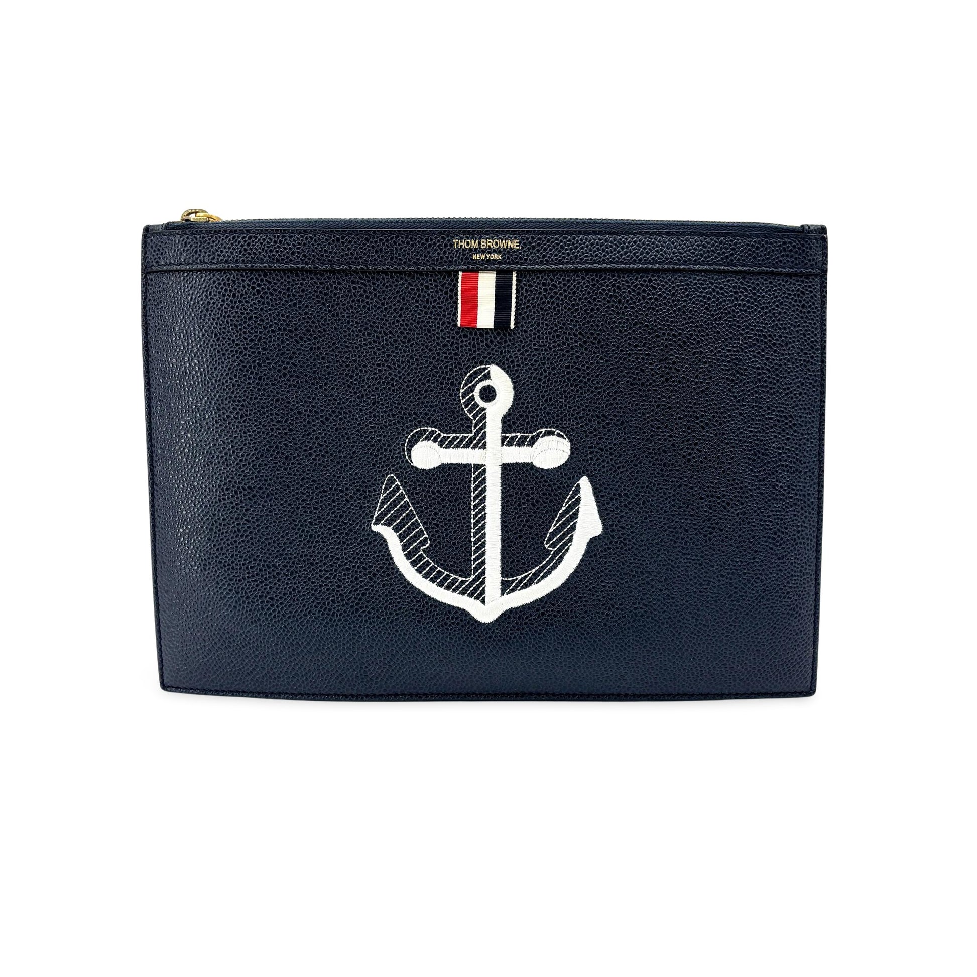 Thom Browne Zip Document Holder Leather with Applique Product Image