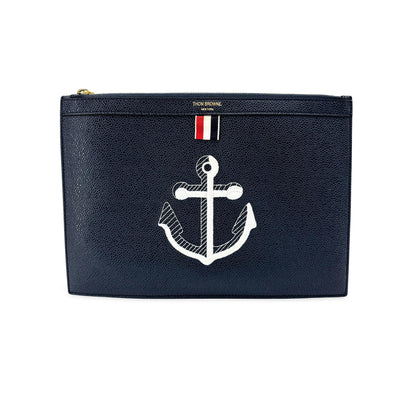 Thom Browne Zip Document Holder Leather with Applique Product Image
