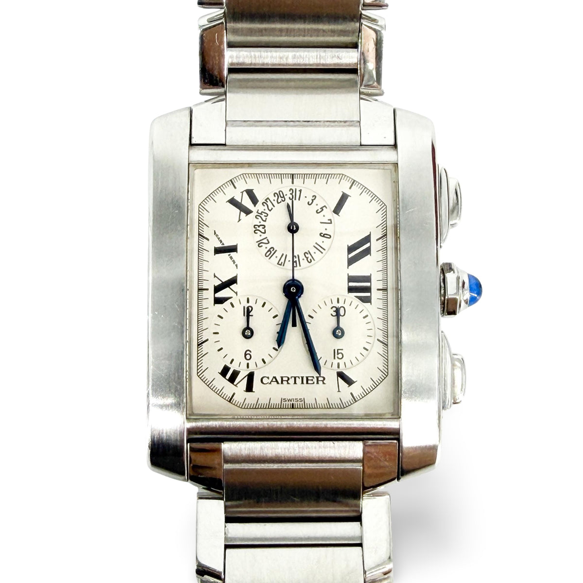 Cartier Tank Francaise Chronoflex Chronograph Quartz Stainless Steel 28