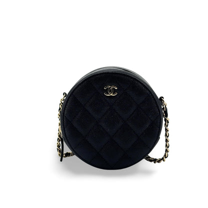 Chanel Round Chain Quilted Caviar Small