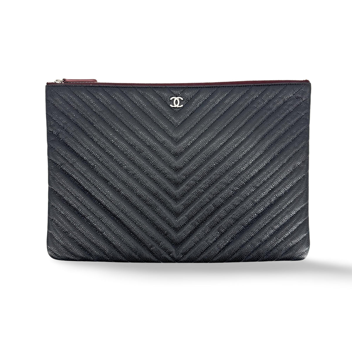 Chanel Charm O Case Chevron Lambskin Medium