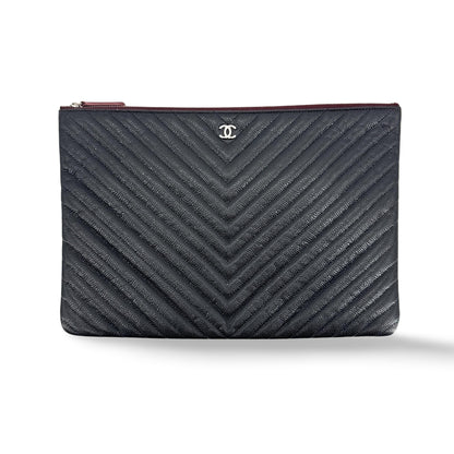 Chanel Charm O Case Chevron Lambskin Medium