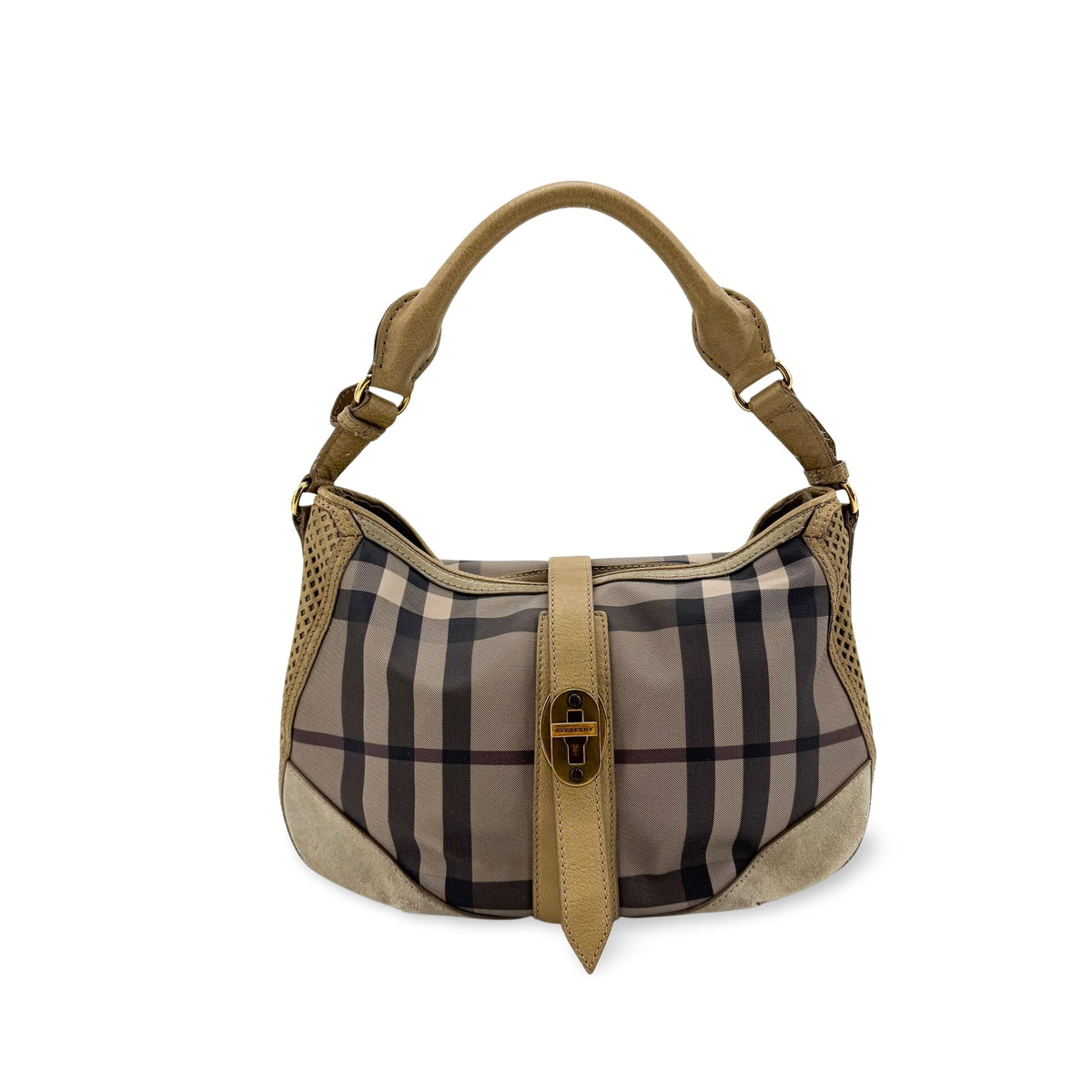 Burberry Ashwood Convertible Hobo House Check Canvas Medium