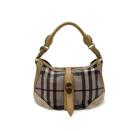 Burberry Ashwood Convertible Hobo House Check Canvas Medium