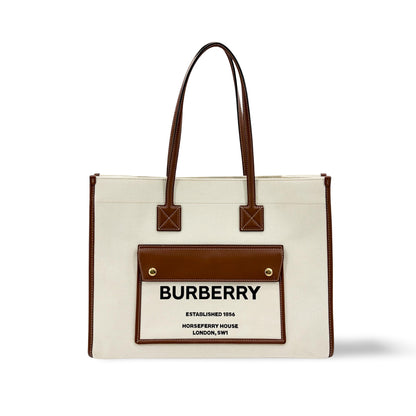 Burberry Freya Shopping Canvas with Leather Medium