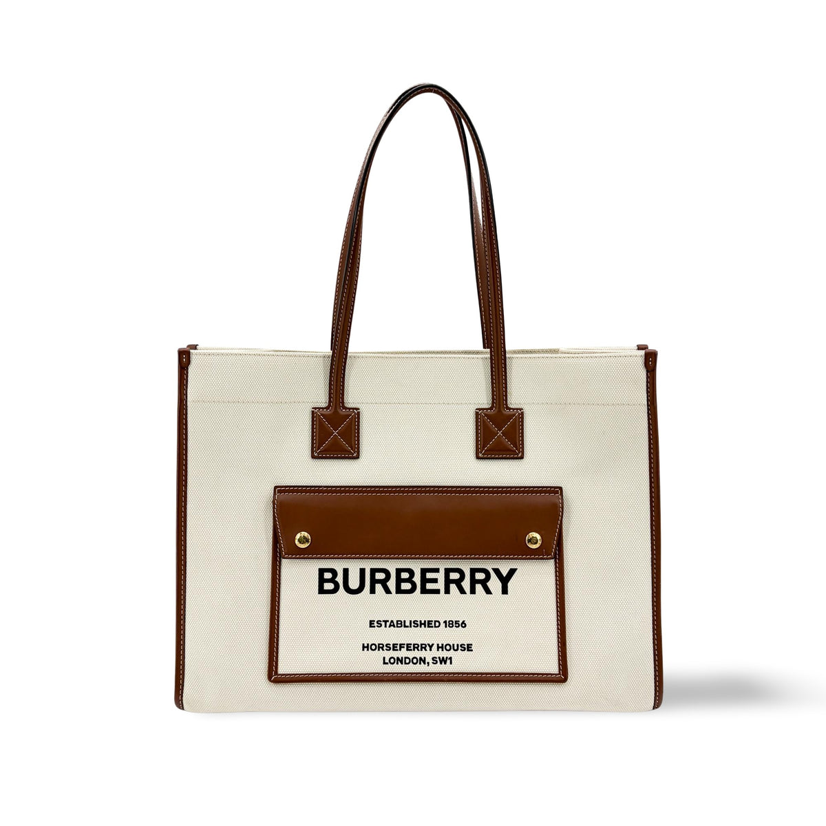 Burberry Freya Shopping Canvas with Leather Medium