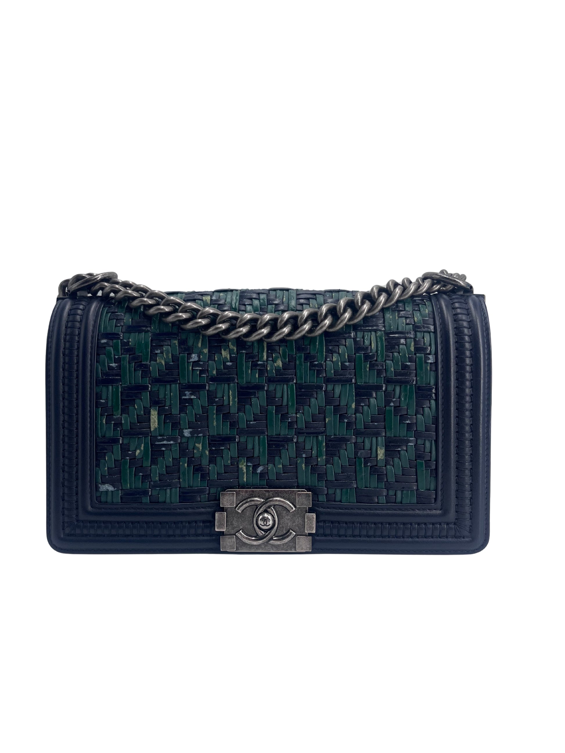 Chanel Boy Clutch Shoulder Bag Tweed Medium
