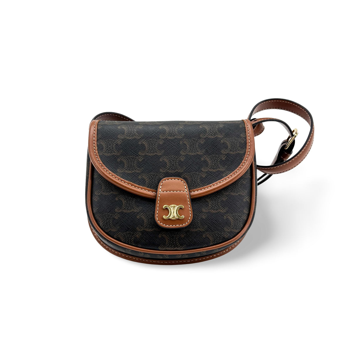 Celine Besace Flap Triomphe Coated Canvas Mini