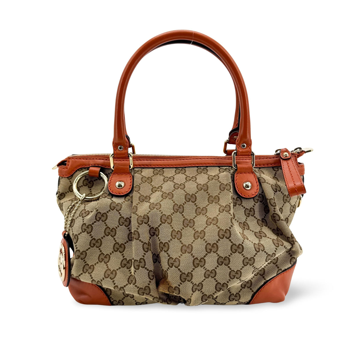 Gucci Sukey Top Handle Satchel GG Canvas with Leather Large