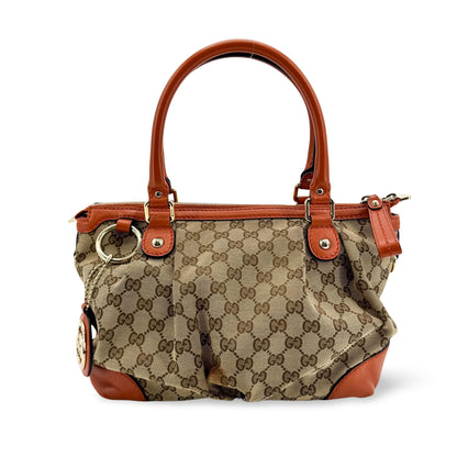 Gucci Sukey Top Handle Satchel GG Canvas with Leather Large