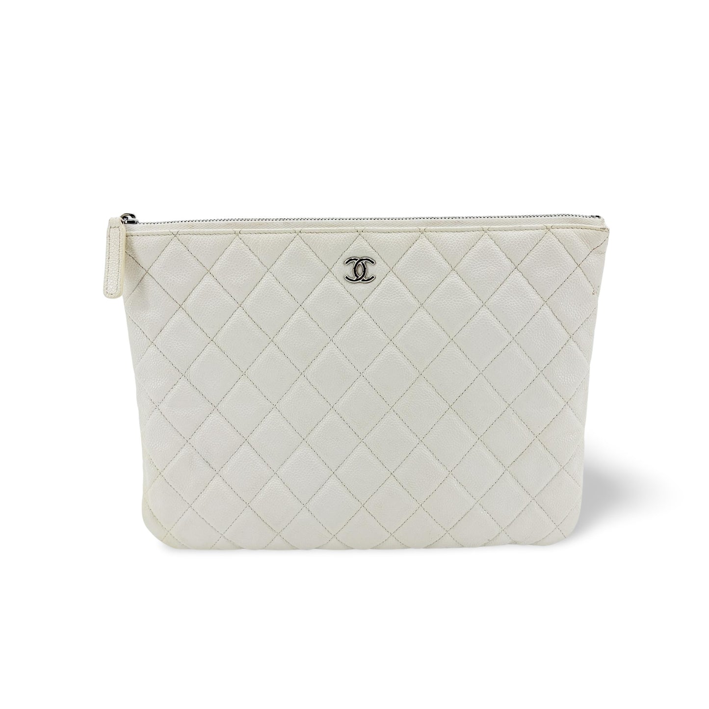 Chanel Classic O Case Quilted Caviar Small