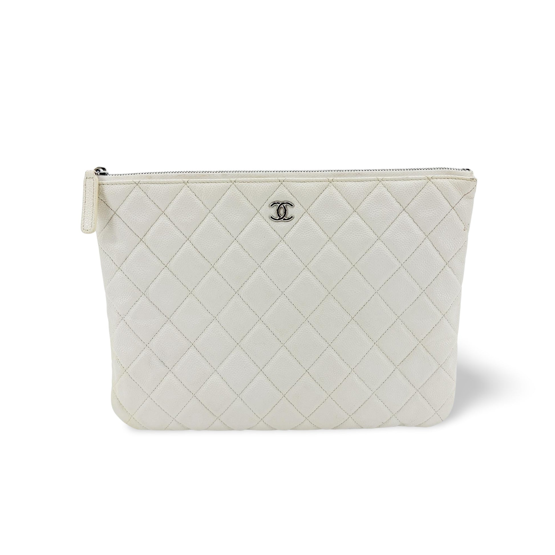 Chanel Classic O Case Quilted Caviar Small