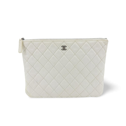 Chanel Classic O Case Quilted Caviar Small