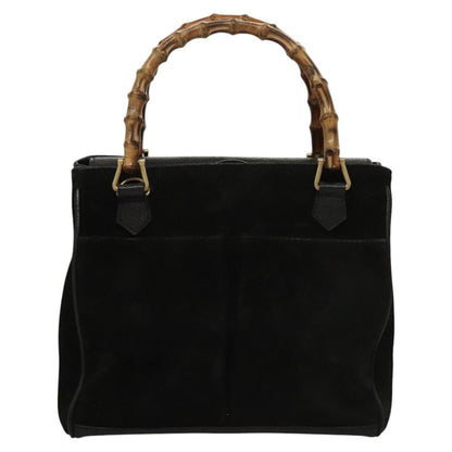 Gucci Vintage Bamboo Front Pocket Tote Suede Mini