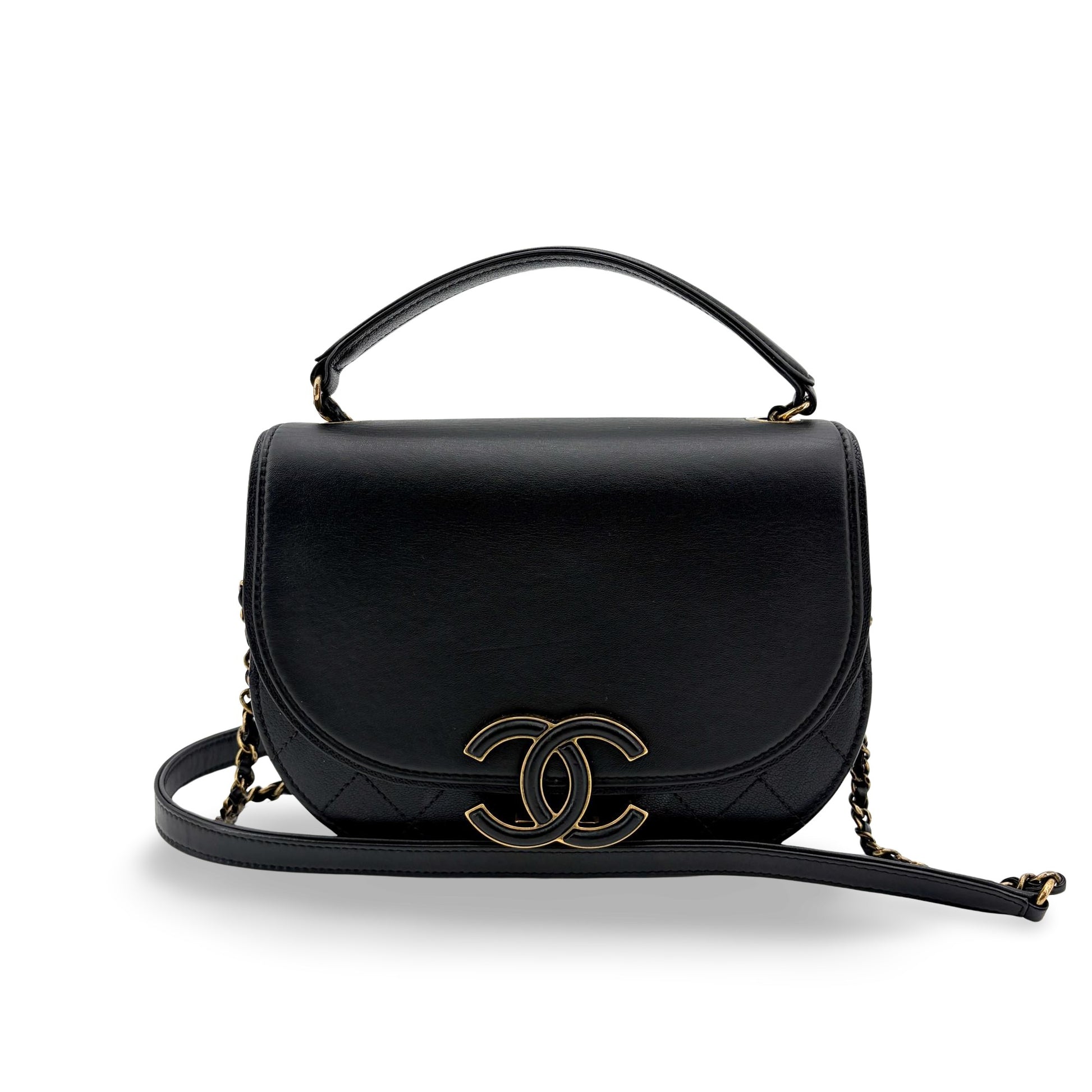 Chanel Coco Curve Flap Messenger Calfskin and Quilted Goatskin Small