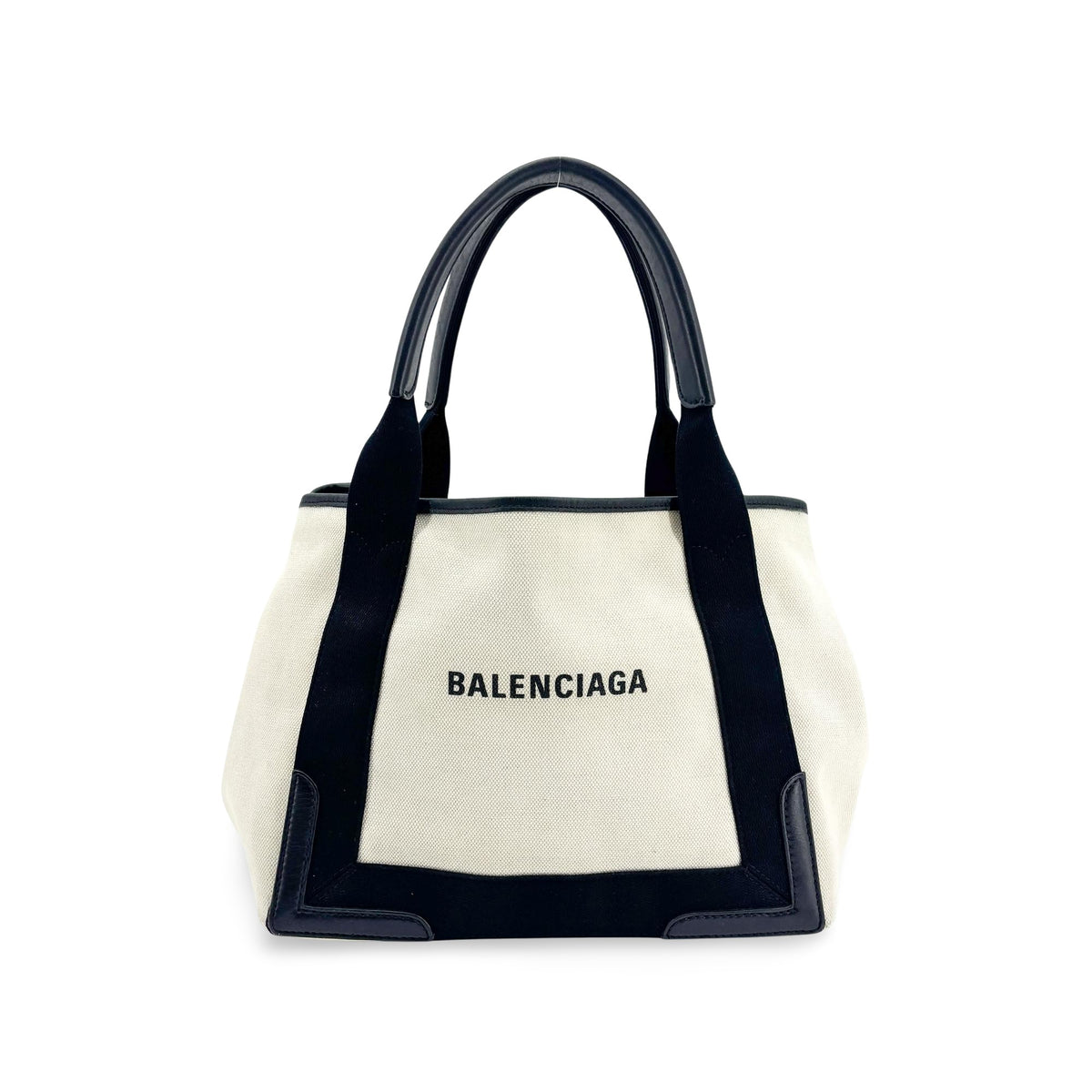 Balenciaga Navy Cabas Canvas with Leather Large