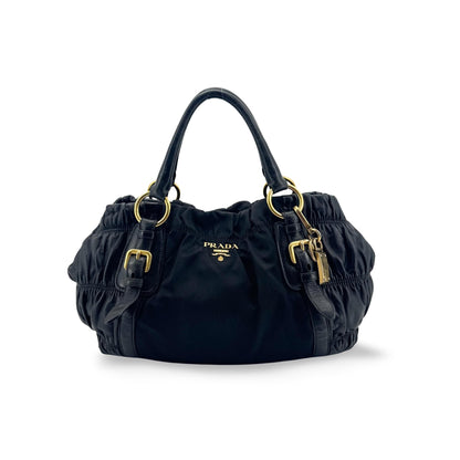 Prada Gaufre Convertible Satchel Leather and Tessuto Medium