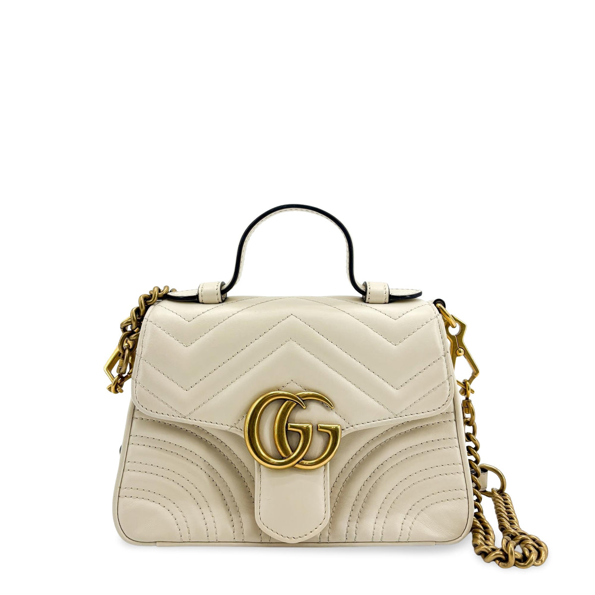 Gucci GG Marmont Top Handle Flap Matelasse Leather Small