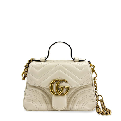 Gucci GG Marmont Top Handle Flap Matelasse Leather Small