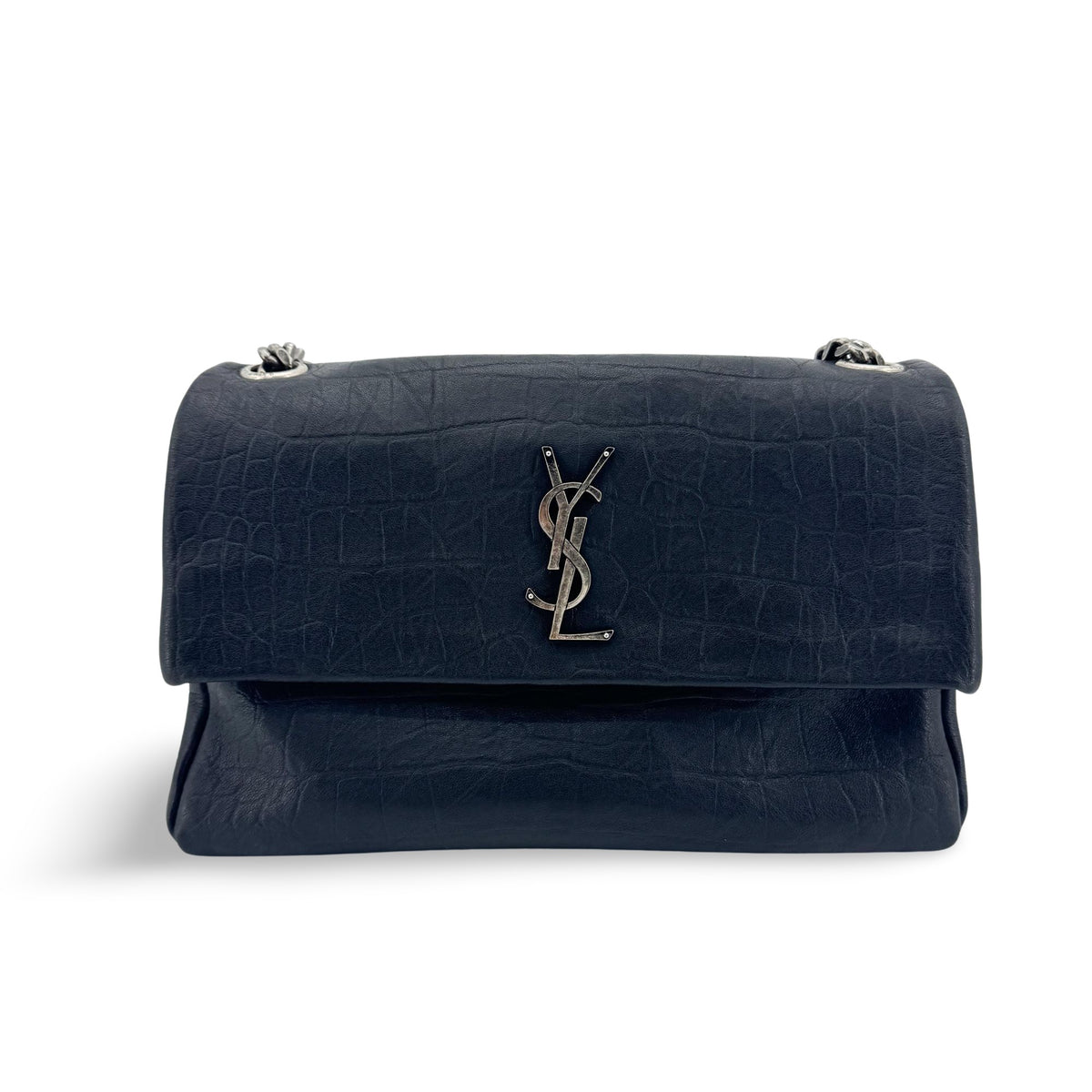 Saint Laurent West Hollywood Crocodile Embossed Leather Small
