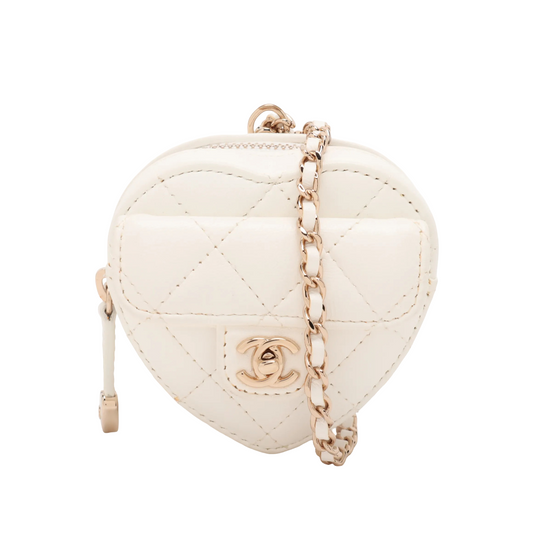 Chanel CC in Love Heart Clutch with Chain Quilted Lambskin Product Image