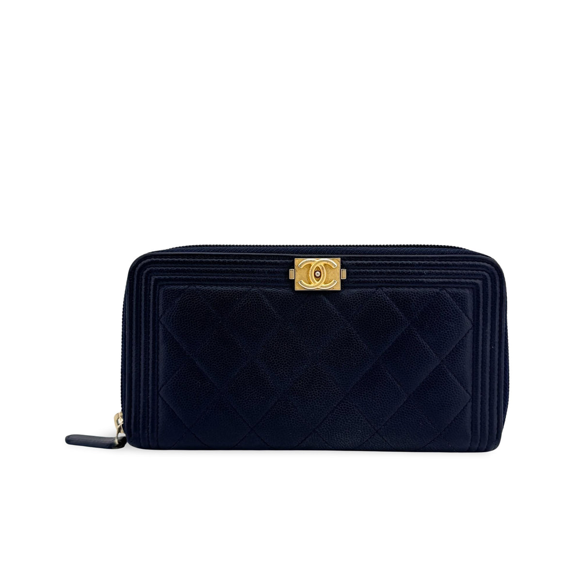 Chanel Boy Zip Around Quilted Caviar Long