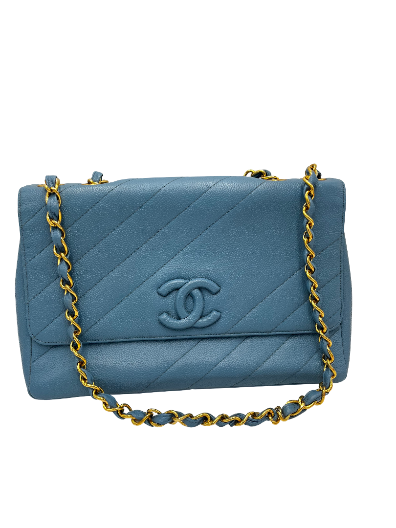 Chanel Coco Mark Bias Stitch Chain leather Large