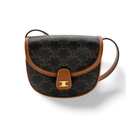Celine Besace Flap Triomphe Coated Canvas Mini