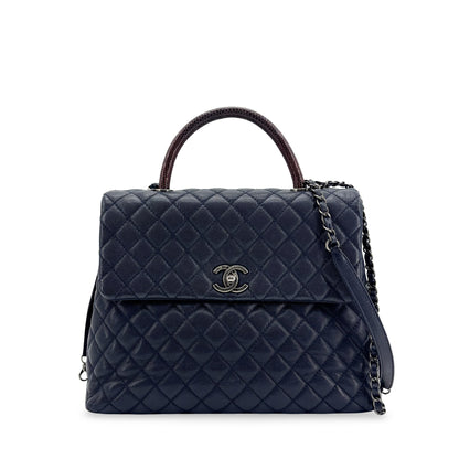 Chanel Coco Top Handle Quilted Caviar with Lizard Medium