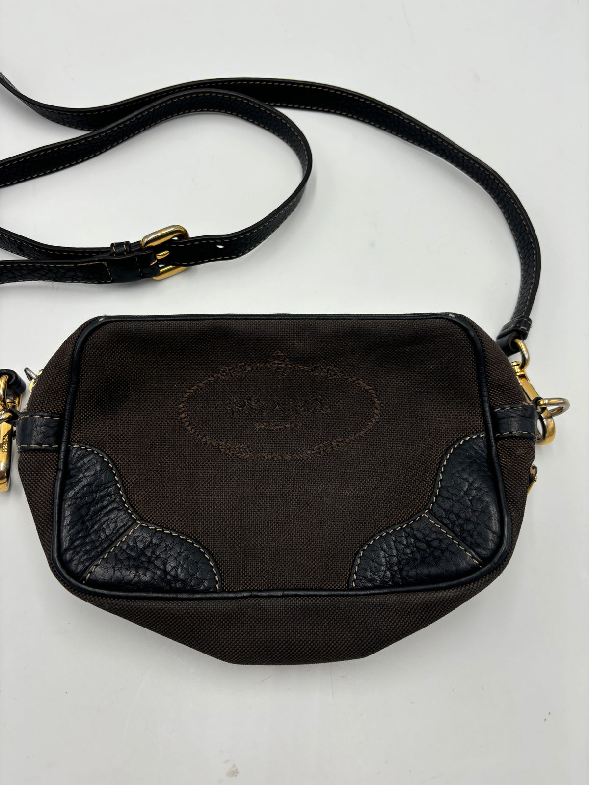 Prada Mini Zip Canvas and Leather Product Image