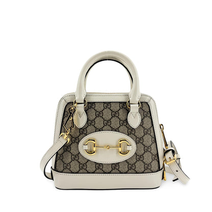 Gucci Horsebit 1955 Top Handle GG Coated Canvas with Leather Mini
