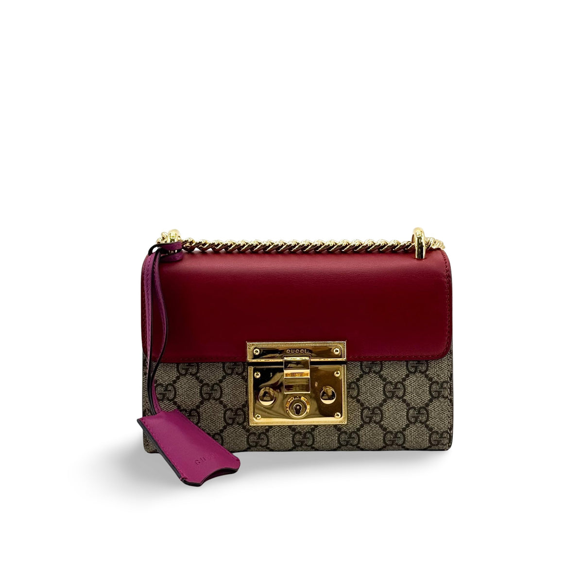 Gucci Padlock Clutch GG Canvas and Leather Large