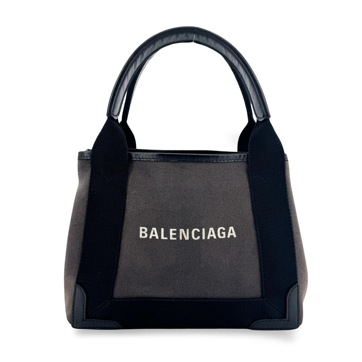 Balenciaga Navy Cabas Canvas with Leather Medium