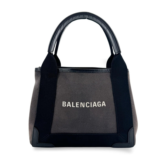 Balenciaga Navy Cabas Canvas with Leather Medium