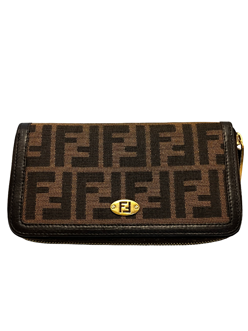 Fendi Zip Around Zucca Coated Canvas Long