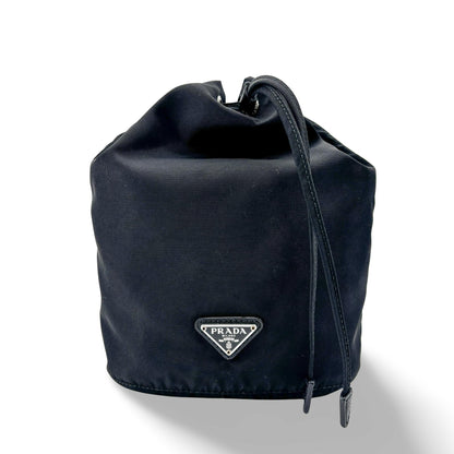 Prada Vela Drawstring Bucket Tessuto Small