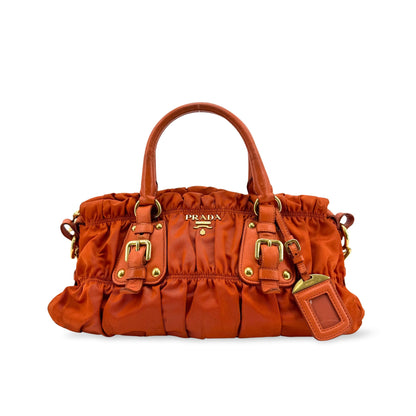 Prada Gaufre Convertible Satchel Leather and Tessuto Medium